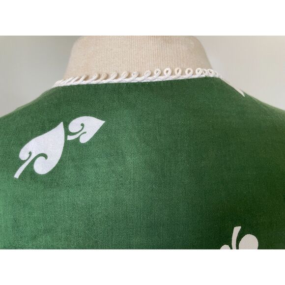 VTG Casual Aire Reef Towers Hawaiian Tiki Village Button Front Green Blouse - Picture 8 of 12